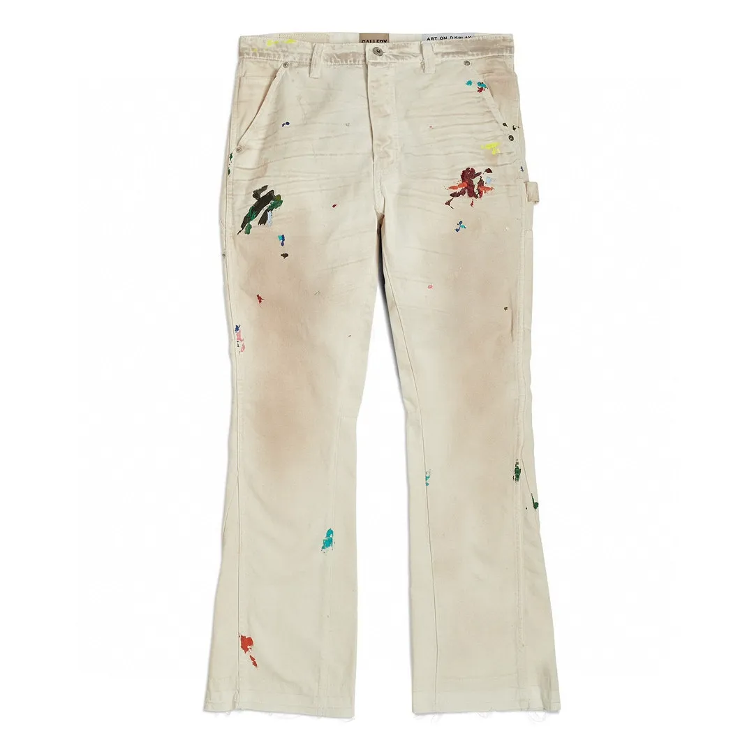 GALLERY DEPT. PAINTED CARPENTER FLARE graffiti logging pants, size 30/32/34/36, pure logging workwear style! Super heavy industry, mud dyeing and cleaning, worn out holes, all molded and customized, accessories are complete and correct! Artificial ink graffiti, tedious and heavy work